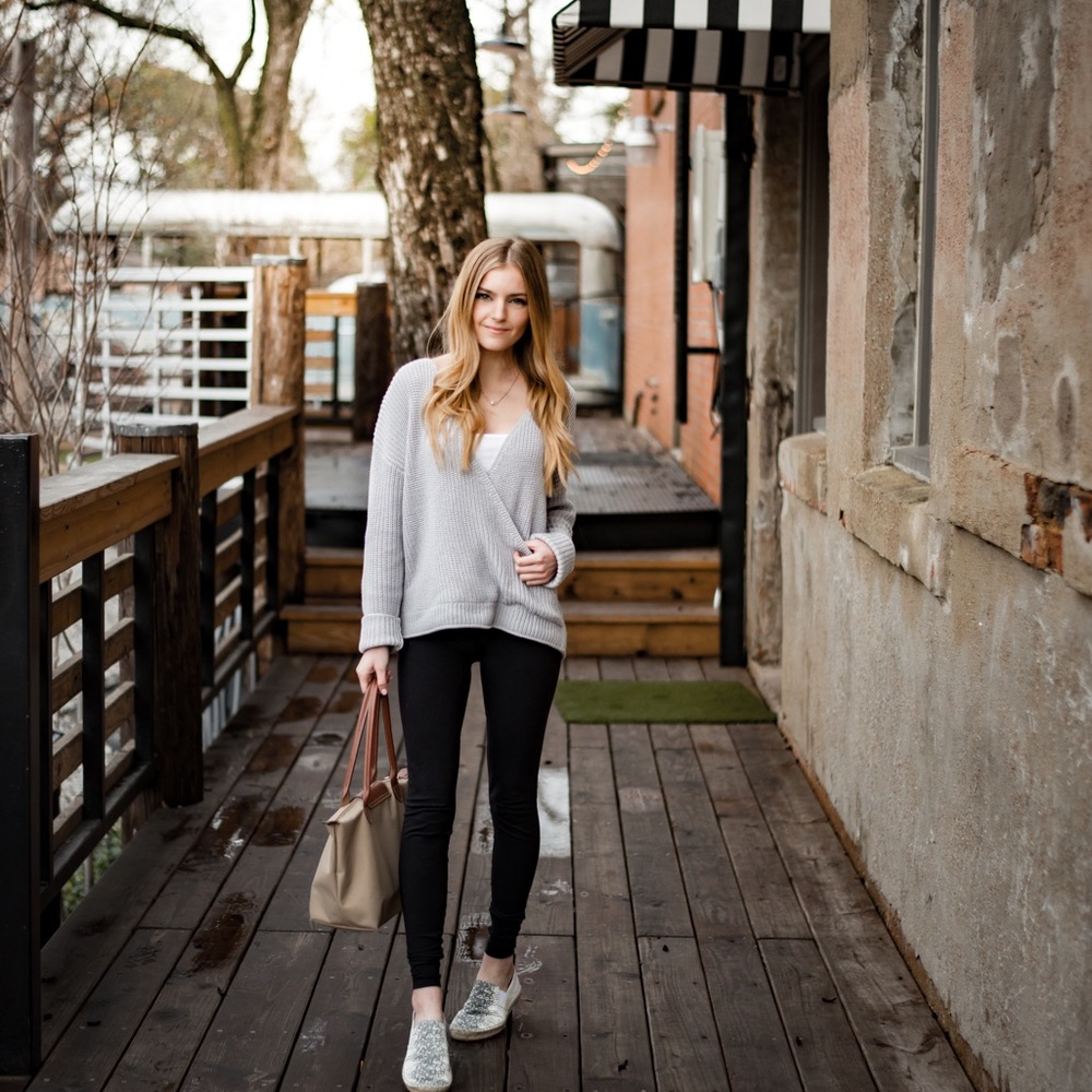Small deep v-neck sweater